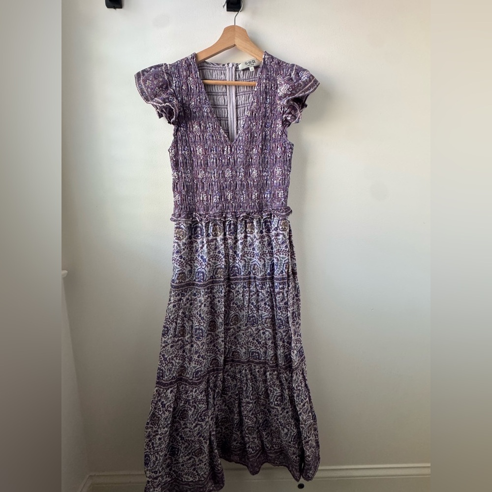 Sea New York Smocked Tiered Midi Dress size 4